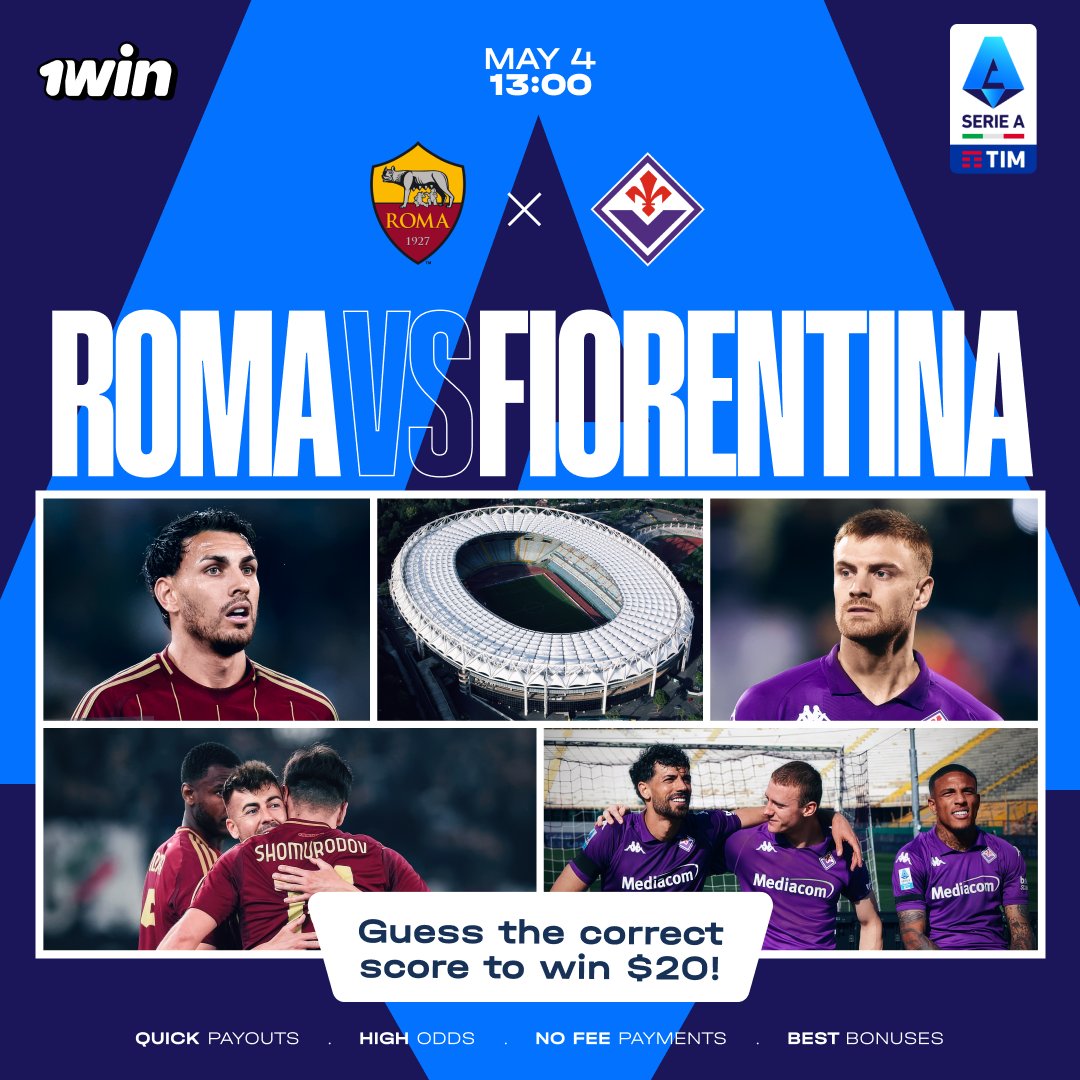 1winPro's tweet photo. 🔮 GUESS THE SCORE! 🔮

To enter: 
✅ Comment your prediction (e.g. 2-1) 
✅ Mention your 1win ID 
✅ Retweet this post!

💸 One winner will get $20!

🔗https://t.co/afekouS7eX | #1win | #SerieA | #Roma | #Fiorentina https://t.co/oFgMZCKKY7