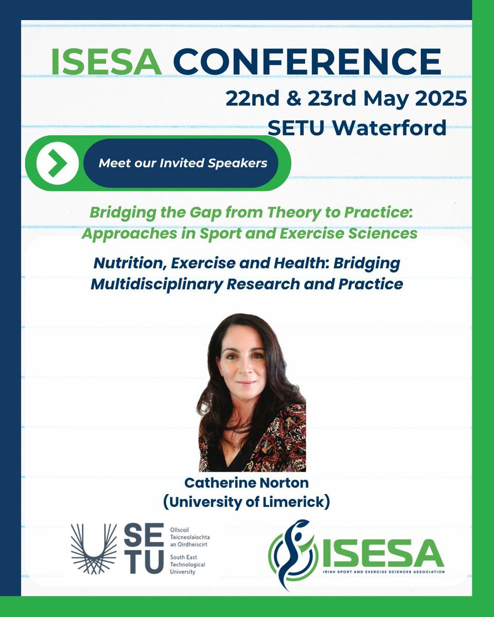 Irish Sport and Exercise Sciences Association (@irishsesa) on Twitter photo Meet our invited speakers for the Parallel Symposia!
Bridging the Gap from Theory to Practice: Approaches in Sport and Exercise Sciences
🔹 <a href="/wesleyob1/">Dr. Wesley O'Brien</a>
🔹 <a href="/ciara_soc/">Ciara Sinnott O’Connor</a> & <a href="/Philmoore61/">Phil Moore</a> and <a href="/carragher_paul/">paul carragher</a>
🔹 <a href="/NortonNutrition/">Catherine Norton</a>
📍 22 & 23 May 2025 | SETU Waterford Meet our invited speakers for the Parallel Symposia!
Bridging the Gap from Theory to Practice: Approaches in Sport and Exercise Sciences
🔹 <a href="/wesleyob1/">Dr. Wesley O'Brien</a>
🔹 <a href="/ciara_soc/">Ciara Sinnott O’Connor</a> & <a href="/Philmoore61/">Phil Moore</a> and <a href="/carragher_paul/">paul carragher</a>
🔹 <a href="/NortonNutrition/">Catherine Norton</a>
📍 22 & 23 May 2025 | SETU Waterford