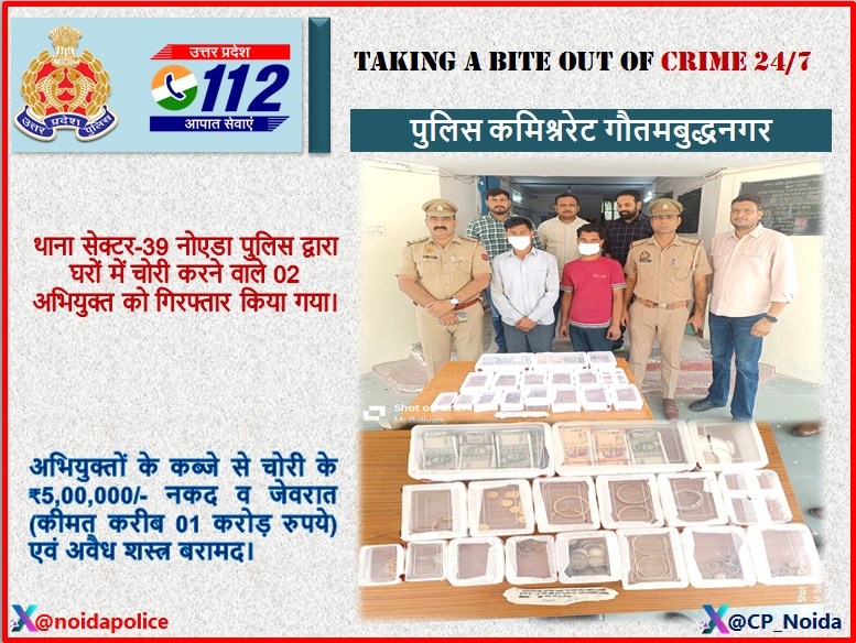 CP Noida (@cp_noida) on Twitter photo Zero Tolerance Against Crime -
рдерд╛рдирд╛ рд╕реЗрдХреНрдЯрд░-39 рдиреЛрдПрдбрд╛ рдкреБрд▓рд┐рд╕ рджреНрд╡рд╛рд░рд╛ рдШрд░реЛрдВ рдореЗрдВ рдЪреЛрд░реА рдХрд░рдиреЗ рд╡рд╛рд▓реЗ 02 рдЕрднрд┐рдпреБрдХреНрдд рдХреЛ рдХрд┐рдпрд╛ рдЧрд┐рд░рдлреНрддрд╛рд░ред
рдЕрднрд┐рдпреБрдХреНрддреЛрдВ рдХреЗ рдХрдмреНрдЬреЗ рд╕реЗ рдЪреЛрд░реА рдХреЗ тВ╣5,00,000/- рдирдХрдж рд╡ рдЬреЗрд╡рд░рд╛рдд (рдХреАрдордд рдХрд░реАрдм 01 рдХрд░реЛрдбрд╝ рд░реБрдкрдпреЗ) рдПрд╡рдВ рдЕрд╡реИрдз рд╢рд╕реНрддреНрд░ рдмрд░рд╛рдорджред
#UPPolice
#NoidaPolice
#WellDoneCops Zero Tolerance Against Crime -
рдерд╛рдирд╛ рд╕реЗрдХреНрдЯрд░-39 рдиреЛрдПрдбрд╛ рдкреБрд▓рд┐рд╕ рджреНрд╡рд╛рд░рд╛ рдШрд░реЛрдВ рдореЗрдВ рдЪреЛрд░реА рдХрд░рдиреЗ рд╡рд╛рд▓реЗ 02 рдЕрднрд┐рдпреБрдХреНрдд рдХреЛ рдХрд┐рдпрд╛ рдЧрд┐рд░рдлреНрддрд╛рд░ред
рдЕрднрд┐рдпреБрдХреНрддреЛрдВ рдХреЗ рдХрдмреНрдЬреЗ рд╕реЗ рдЪреЛрд░реА рдХреЗ тВ╣5,00,000/- рдирдХрдж рд╡ рдЬреЗрд╡рд░рд╛рдд (рдХреАрдордд рдХрд░реАрдм 01 рдХрд░реЛрдбрд╝ рд░реБрдкрдпреЗ) рдПрд╡рдВ рдЕрд╡реИрдз рд╢рд╕реНрддреНрд░ рдмрд░рд╛рдорджред
#UPPolice
#NoidaPolice
#WellDoneCops