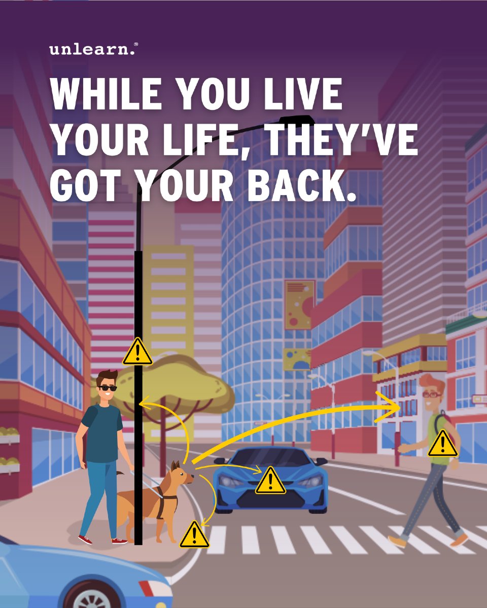 🐾 While you live your life, they’ve got your back.

👩🏽‍🦯For someone who is blind or visually impaired, a guide dog is more than a companion—they’re a life-saving partner.

🐕‍🦺 From stopping at crosswalks to navigating obstacles, guide dogs are trained to notice risks before they