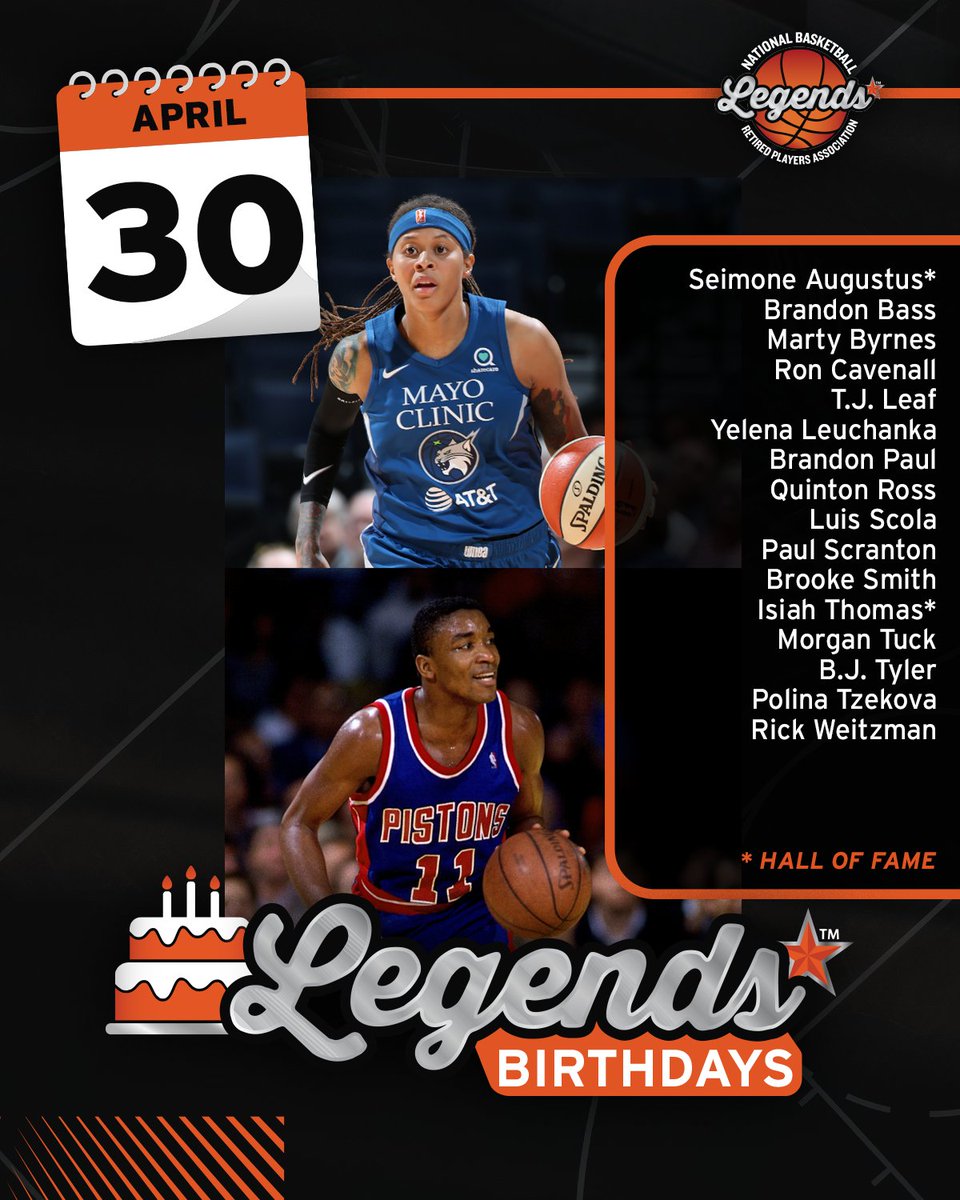 NBA Alumni 🏀 (@nbaalumni) on Twitter photo Join us in wishing a HAPPY BIRTHDAY to these #NBA and #WNBA Legends including <a href="/Hoophall/">Basketball HOF</a> Inductees <a href="/seimoneaugustus/">Money Mone, OLY</a> and @isiahthomas 🎉
#LegendsofBasketball #NBABDAY #WNBABDAY #HOFBDays Join us in wishing a HAPPY BIRTHDAY to these #NBA and #WNBA Legends including <a href="/Hoophall/">Basketball HOF</a> Inductees <a href="/seimoneaugustus/">Money Mone, OLY</a> and @isiahthomas 🎉
#LegendsofBasketball #NBABDAY #WNBABDAY #HOFBDays