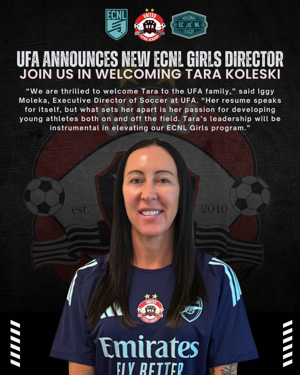 Join us in welcoming Tara Koleski as the new UFA ECNL Girls Director. Read all about Tara at forsyth.unitedfa.org/tara-k