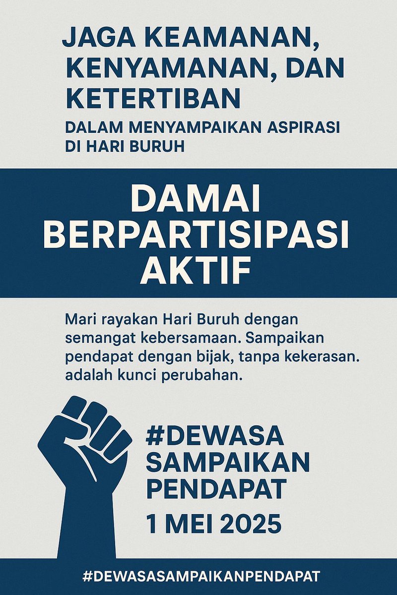 DenitaRiana82's tweet photo. demonstrasi itu adalah hak, tapi menjaga ketertiban adalah tanggung jawab kita. justru aspirasi yg kuat itu tidak harus bikin gaduh,
Gabung aksi dengan kepala dingin dan hati terbuka. tetap jaga keamanan,kenyamanan
Damai dalam Berpartisipasi...!!
#DewasaSampaikanPendapat https://t.co/Zpy4y8Oykd