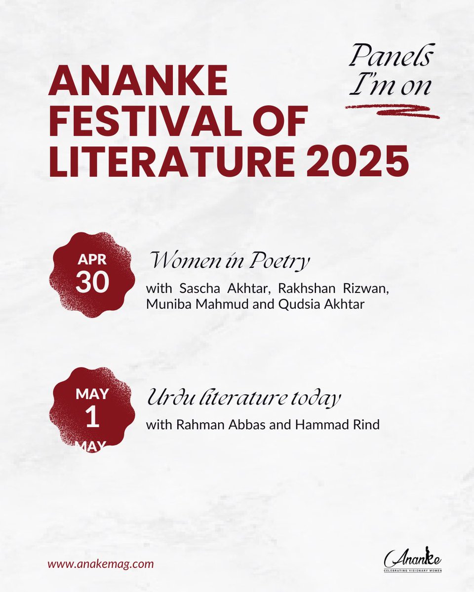 NaimaRashid_'s tweet image. This year, at Ananke Festival of Literature, looking forward to being on these panels.