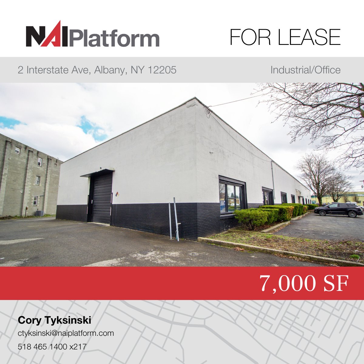 🚨 For Lease: 7,000 SF Industrial/Office Space in Albany!🚧
Offers a mix of warehouse and office space with on-site parking and a drive-in door. Ideal for light industrial, service, or distribution use.

#AlbanyNY #CommercialRealEstate #IndustrialSpace #OfficeSpace #ForLease #CRE