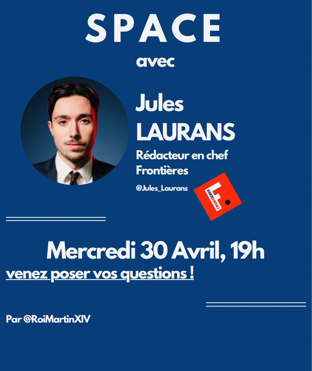 À 19h,  Jules Laurans <a href="/Frontieresmedia/">Frontières</a> sera présent. x.com/i/spaces/1eaKb…