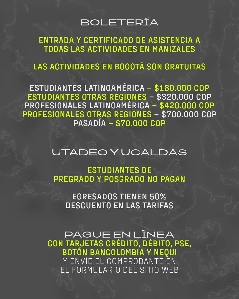 El Festival Internacional de la Imagen celebra su edición 24 del 2 al 9 de mayo en Bogotá y Manizales. Más de 320 artistas, académicos y expertos de 35 países, 60 actividades y 8 franjas temáticas que exploran el cruce entre arte, ciencia y tecnología bajo el eje "Re:generativo".