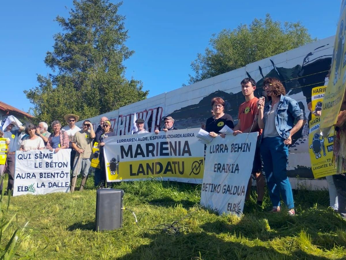 ELBko  laborariek eta Ostia, Lurzaindia eta CADE-ko militanteek deiturik,  Marieniako ordokian bildu gira gaur goizean. Belarra moztu eta, lurra  iraulia izan da maiatzaren 17ko landaketa kolektiborako. Lur hauek balio  agronomiko handikoak dira: gure lan tresna defenda dezagun!