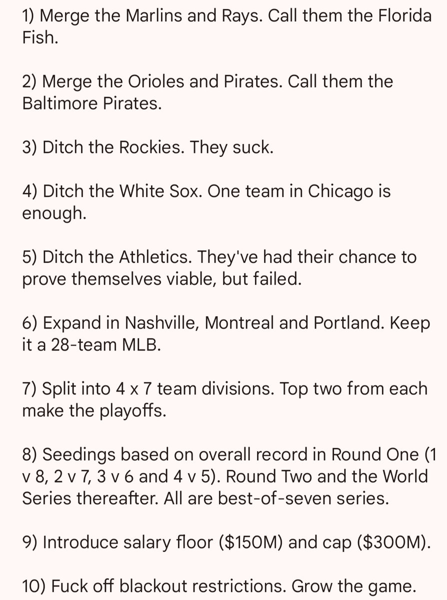This will offend people, but I don't care. MLB can be so much better if these 10 steps were followed...