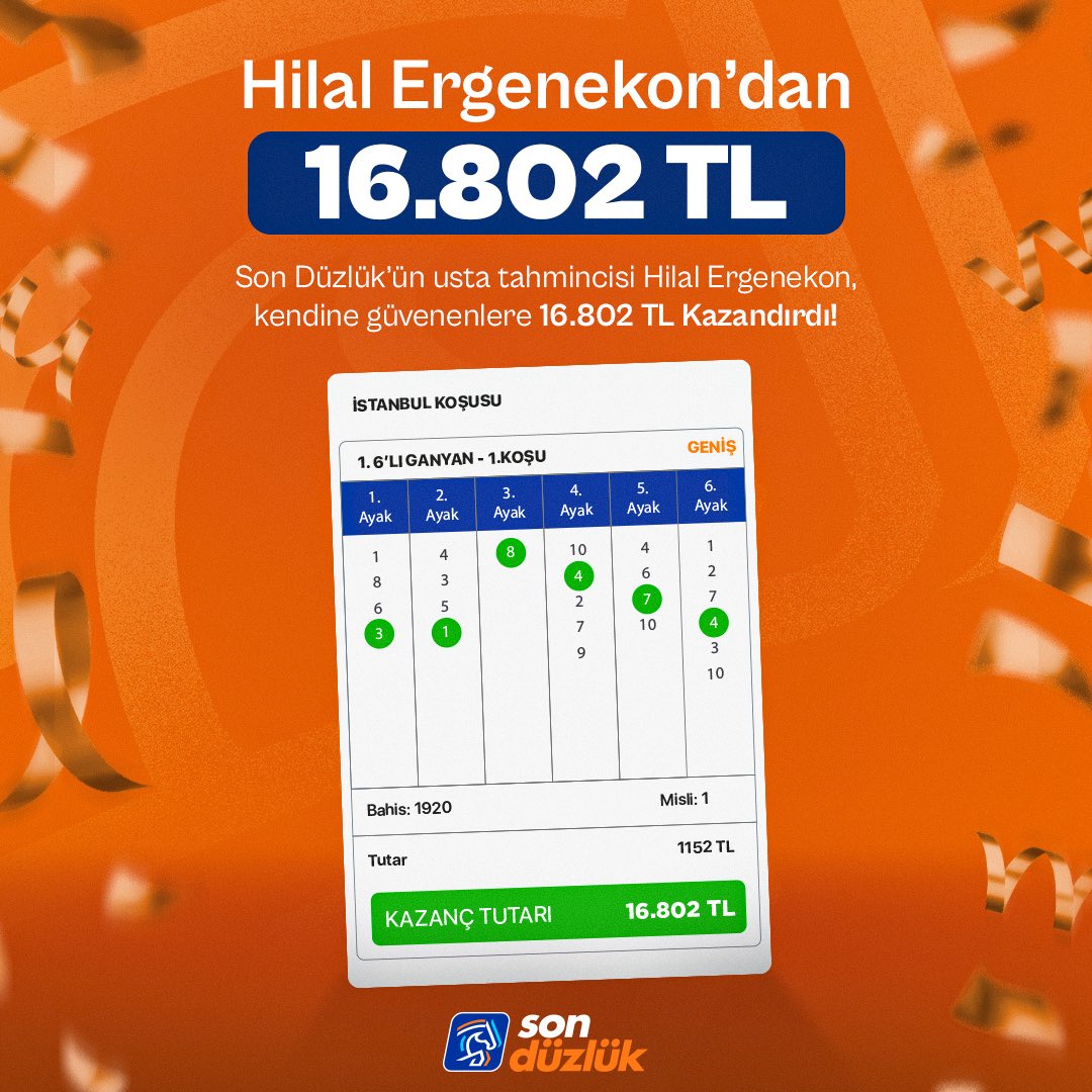🏇 İstanbul Yarışı | 1. 6’lı Ganyan

🎉 Uzman yorumcumuz Hilal Ergenekon, başarılı tahminleriyle 16.802 TL kazandırdı.

👉 Sen de şimdi üye ol, kuponlarını kaçırma!

🔔 sonduzluk.com