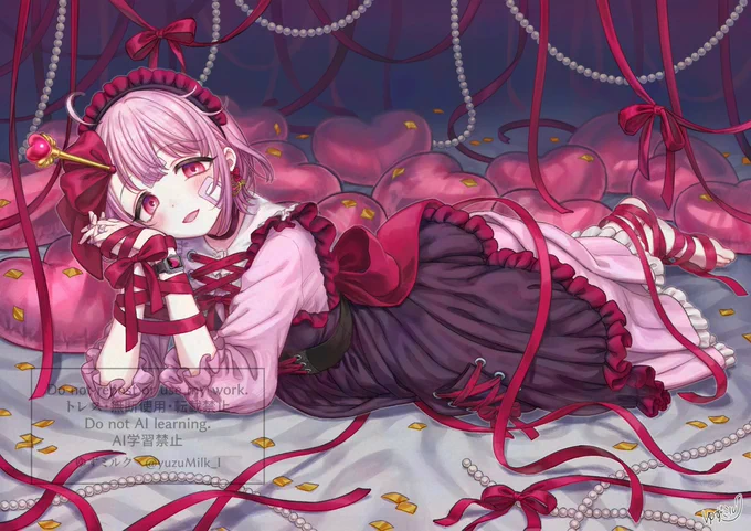ユリ様( #yuri_san_lily2 )より、Vtuber 矢紅うや様( #yabeni_uya )のイラストをご依頼いただきました!リボンたっぷりのダーク&キュートに仕上げさせていただきました昨年に引き続きご依頼ありがとうございました!#comission #illustration 