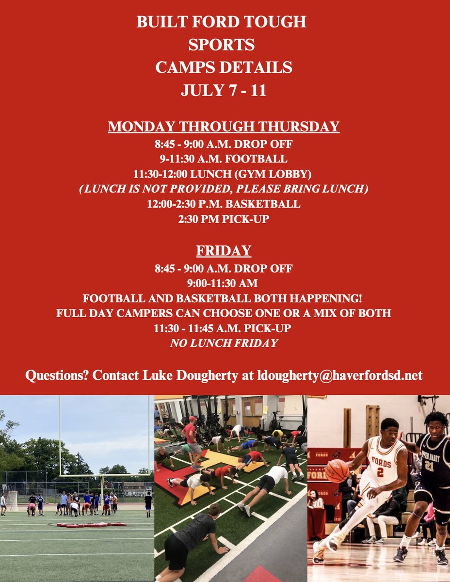 Built Ford Tough Sports Camp 2025!!!!!

We have over 70 campers already signed up and still plenty of time left to register. See details attached. We would love for you to spend that week with us this summer!