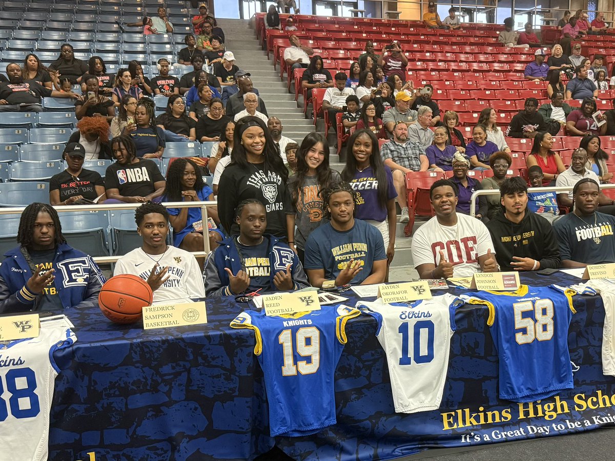 Elkins High School (@ehs_knightswire) on Twitter photo Congrats to our Noble Knights who signed their letters of intent to continue their athletic careers in college! We are so proud of you! 💙🏰💛 #KnightLife <a href="/FBISDAthletics/">Fort Bend ISD Athletics</a> <a href="/ElkinsFootball/">Fort Bend Elkins Football</a> <a href="/ElkinsGirls/">Elkins Girls Soccer</a> <a href="/ElkinsHardBall/">Elkins Baseball</a> Congrats to our Noble Knights who signed their letters of intent to continue their athletic careers in college! We are so proud of you! 💙🏰💛 #KnightLife <a href="/FBISDAthletics/">Fort Bend ISD Athletics</a> <a href="/ElkinsFootball/">Fort Bend Elkins Football</a> <a href="/ElkinsGirls/">Elkins Girls Soccer</a> <a href="/ElkinsHardBall/">Elkins Baseball</a>