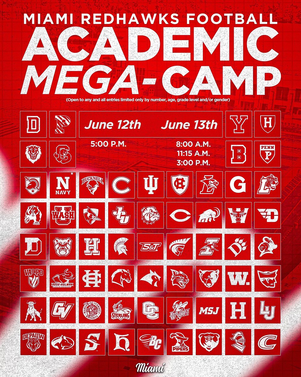 Matt Yoches (@coachyoch) on Twitter photo The <a href="/MiamiOHFootball/">Miami Football</a> Academic Mega Camp or 100 Gorillas? 🦍
⚠️Secure your spot NOW⚠️
Early Registration ends TODAY
Sessions are filling up quickly‼️
Register ➡️ shorturl.at/NNMnB The <a href="/MiamiOHFootball/">Miami Football</a> Academic Mega Camp or 100 Gorillas? 🦍
⚠️Secure your spot NOW⚠️
Early Registration ends TODAY
Sessions are filling up quickly‼️
Register ➡️ shorturl.at/NNMnB