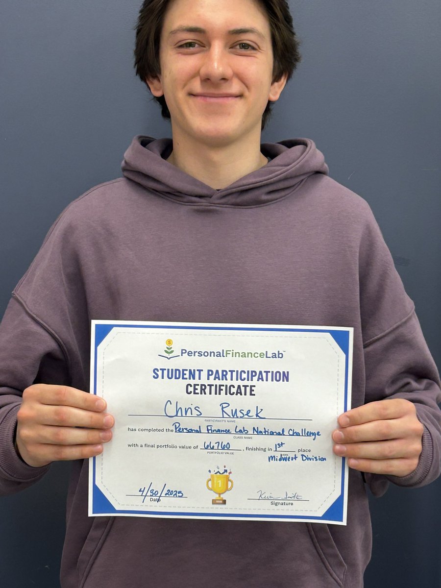 Congrats to Chris Rusek!  1st place in the Midwest Division PF Lab National Budget Competition!