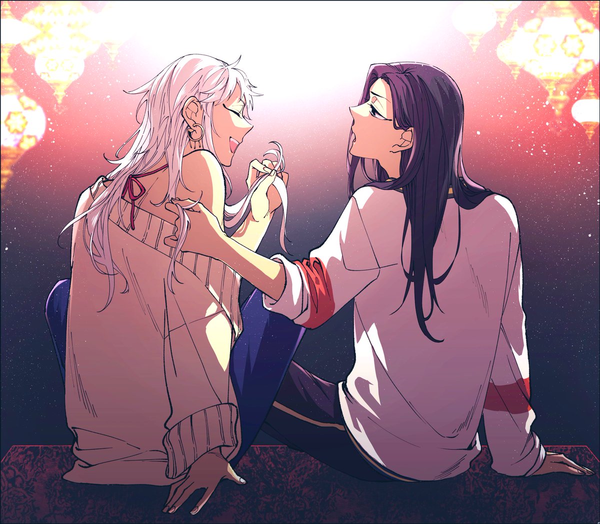 オレの方が長いかも！
いーや、俺の方が長いし綺麗だし。