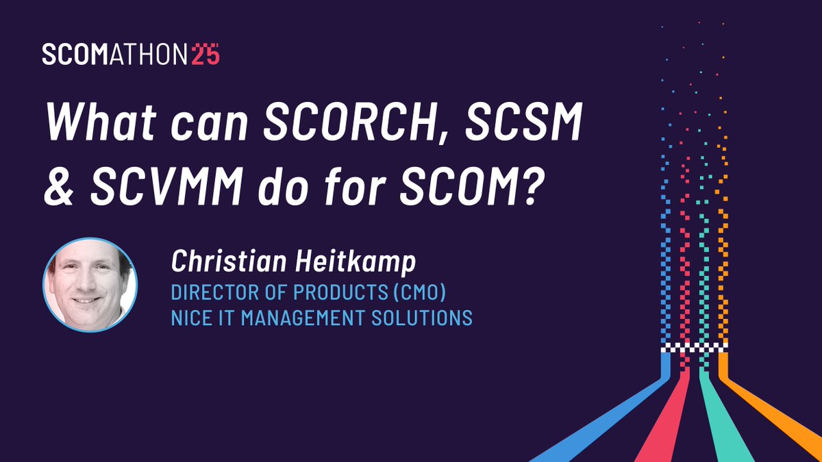Up next is a really insightful session with Christian Heitkamp, Greg Charman, Markus Kostner on 'What can SCORCH, SCSM &amp; SCVMM do for SCOM?'
#SCOMathon2025 #SCOM