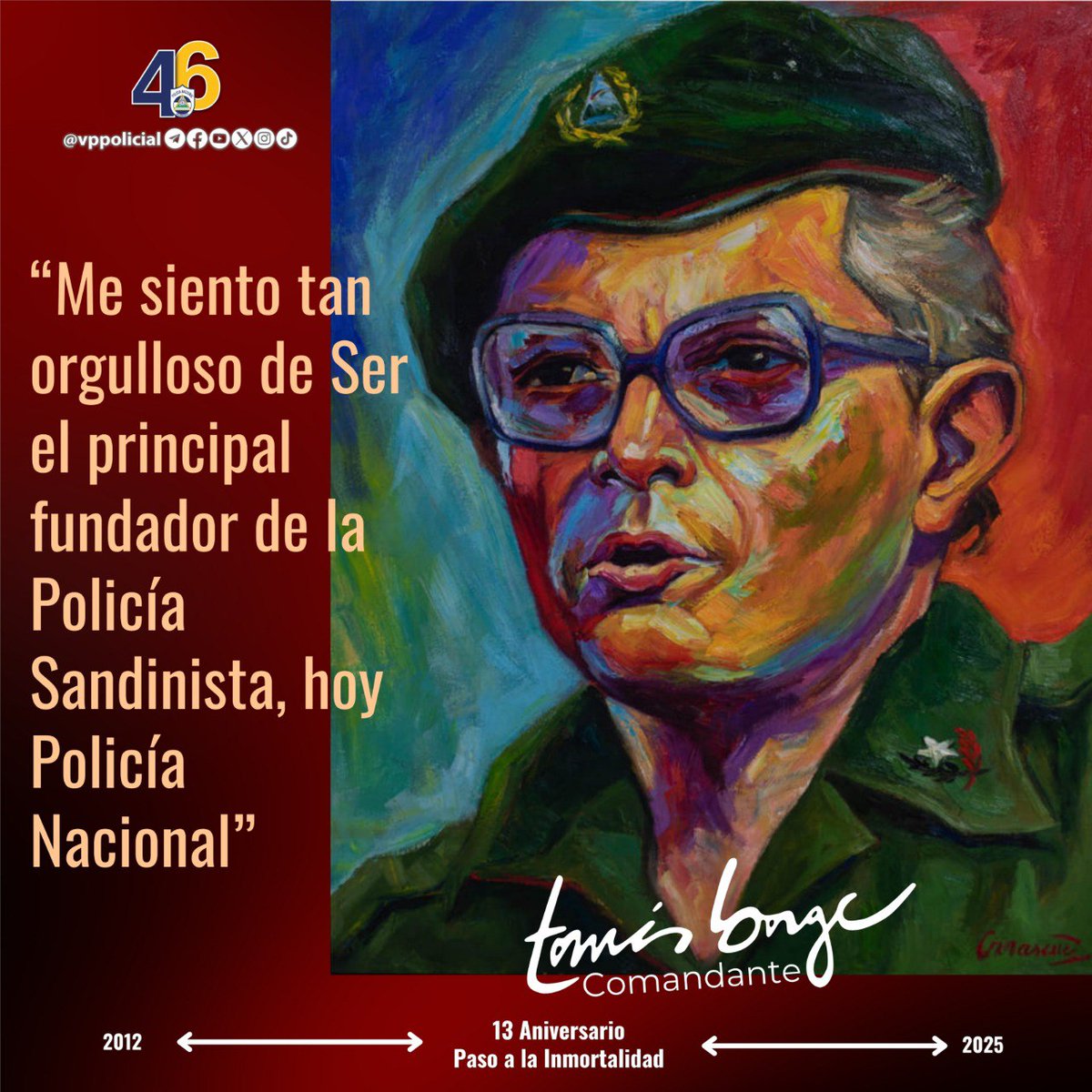 #Nicaragua 

🔴⚫️ Conmemoramos el 13vo aniv del paso a la inmortalidad de nuestro fundador, quien con su mística nos dejó el legado de servir con amor al pueblo de 🇳🇮

Hoy Cmte Tomás nos comprometemos  a seguir siendo los Centinelas de la Alegría del Pueblo 

#JuntoALaComunidad