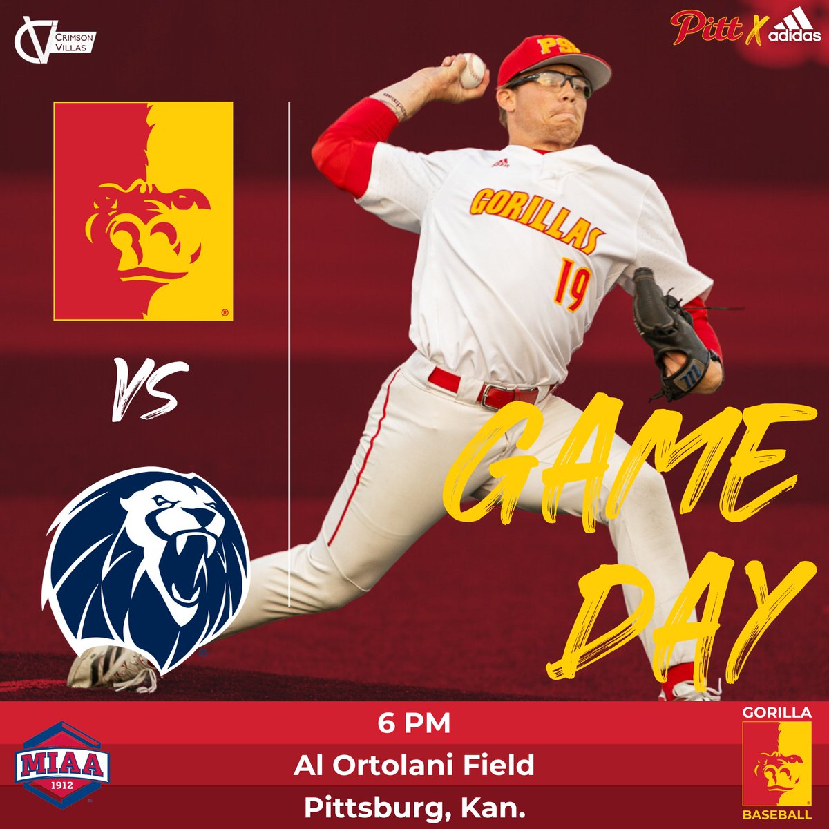 Pitt State Athletics ๐ฆ (@pittstgorillas) on Twitter photo ๐จGAMEDAY๐จ
Gorilla Baseball begins the final series of the regular season AT HOME tonight against Arkansas-Ft. Smith ๐ฆโพ๏ธ
First pitch is at 6 PM.
<a href="/GorillasBSB/">Pitt State Baseball โพ๏ธ</a>|<a href="/pittstate/">Pittsburg State</a> ๐จGAMEDAY๐จ
Gorilla Baseball begins the final series of the regular season AT HOME tonight against Arkansas-Ft. Smith ๐ฆโพ๏ธ
First pitch is at 6 PM.
<a href="/GorillasBSB/">Pitt State Baseball โพ๏ธ</a>|<a href="/pittstate/">Pittsburg State</a>