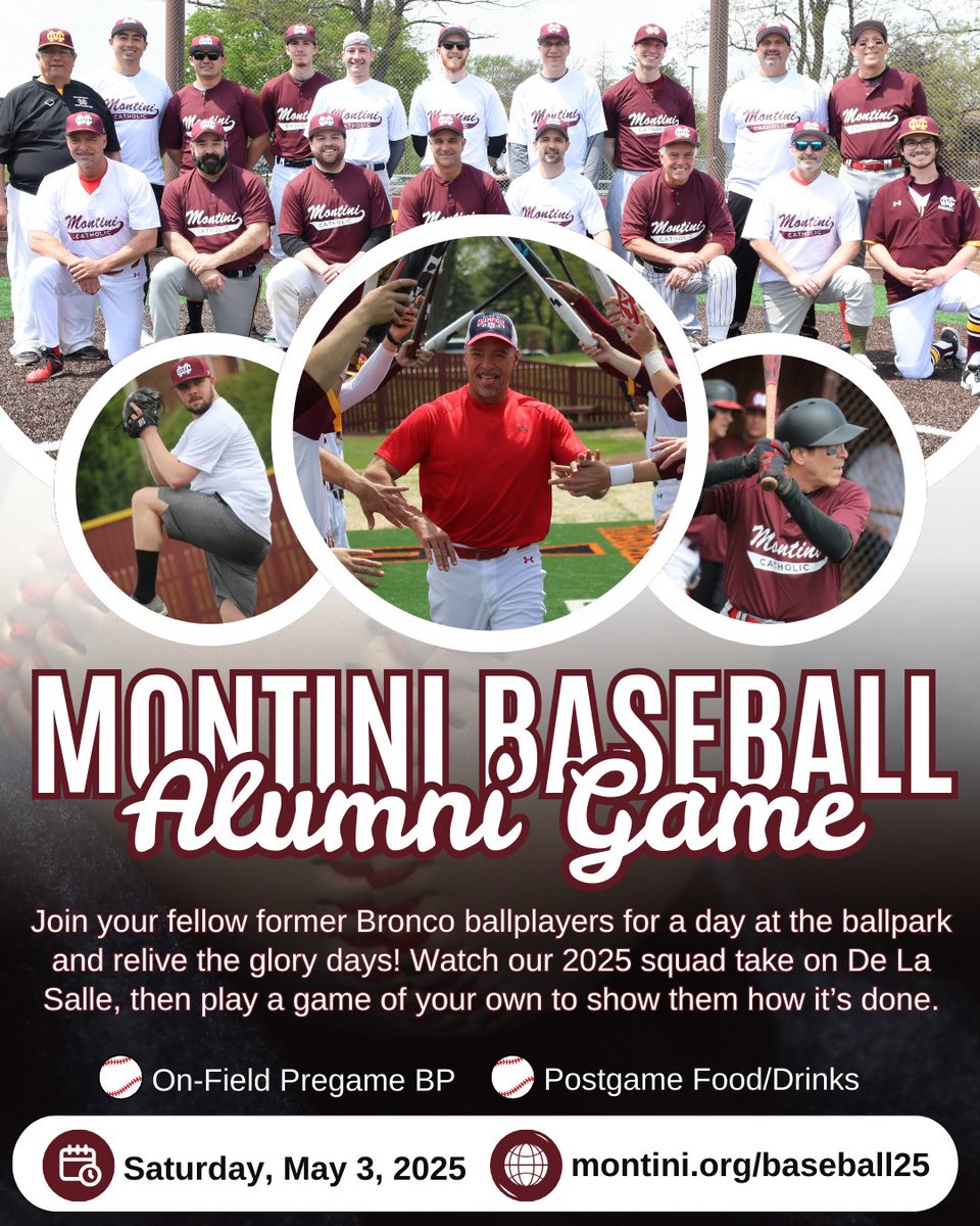 Our Alumni Game is just THREE DAYS AWAY⚾️

You may not be as good as you once were, but don't miss the chance to show off what you've still got!

Register NOW before it's too late!

🔗: montini.org/baseball25