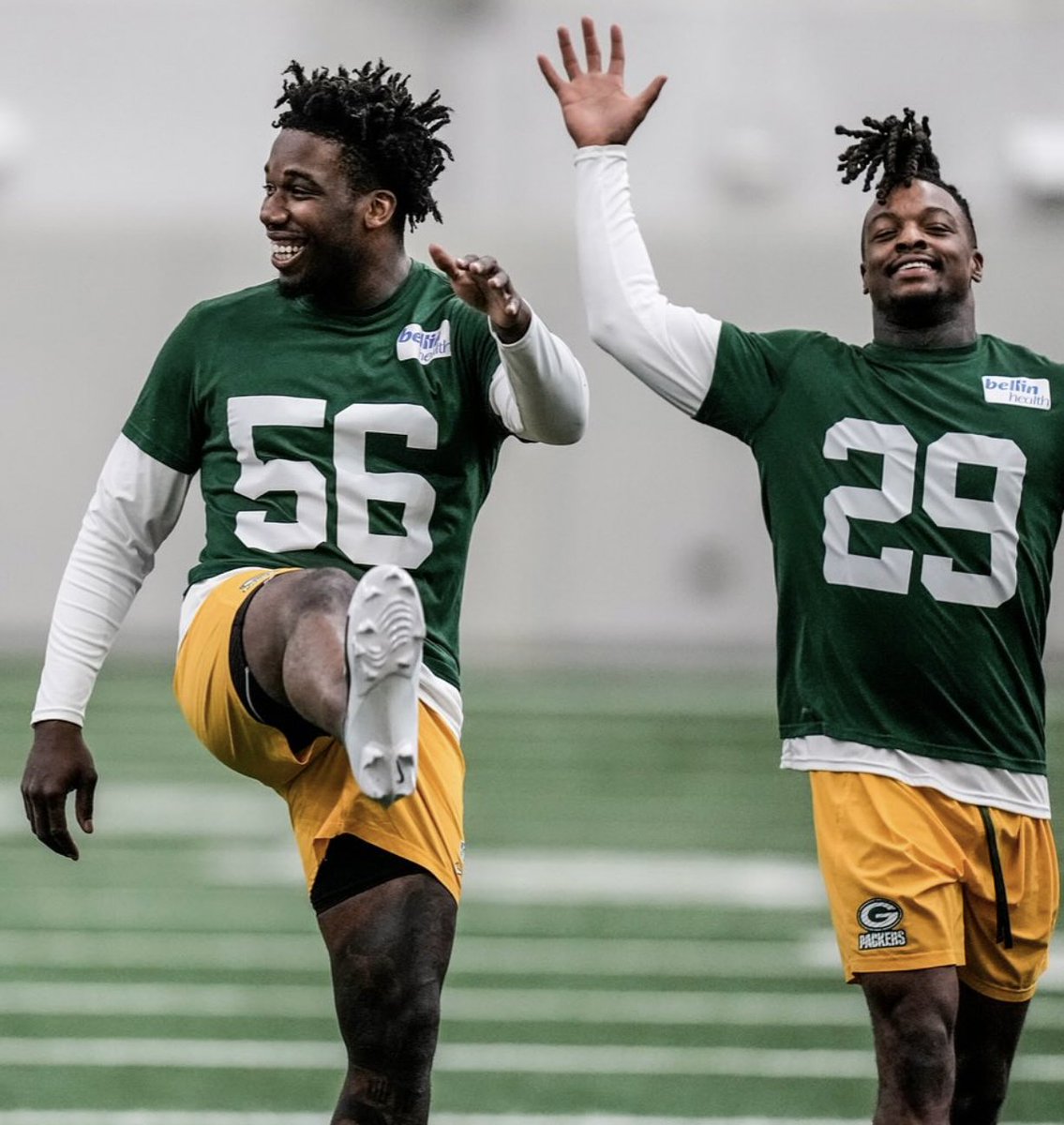 Look at how happy Edgerrin Cooper and Xavier McKinney are! Vibes are high in Green Bay #GoPackGo