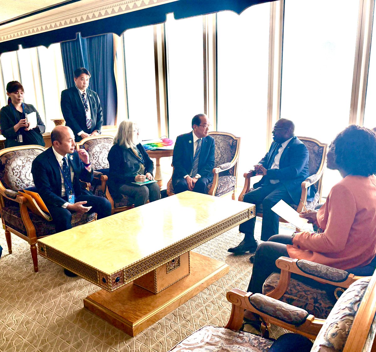 Amb. Harold Agyeman met with the Mayors of Peace in the margins of the ongoing Preparatory Committee for the 2026 Review Conference. Mayor Matsui of Hiroshima and Mayor Suzuki of Nagasaki.  <a href="/HaroldAgyeman/">Harold Adlai Agyeman</a> <a href="/UNinGhana/">UNinGhana</a> <a href="/GhanaMFA/">Ghana MFA</a> #NPTPrepCom #NuclearDisarmament
