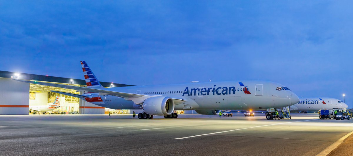 AmericanAir's tweet image. We are proud to announce that yesterday we received the first two @Boeing 787-9s with our new Flagship® Suite seats and interior design. Our new suites feature privacy doors, with more personal storage space and one-of-a-kind chaise lounge seating options. This new premium…
