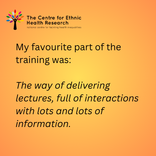 Centre for Ethnic Health Research (@ethnichealthres) on Twitter photo Register for our May Cultural Competence course!
📅Wed 7, 14, 21st
📷9:30 - 2pm
🟡Recognise unconscious bias
🟢Understand the difference between stereotypes & generalisations
🔗Book here:
ethnichealthresearch.org.uk/training/cultu…
<a href="/kamleshkhunti/">Prof Kamlesh Khunti</a> <a href="/ARC_EM/">NIHR ARC East Midlands</a> Register for our May Cultural Competence course!
📅Wed 7, 14, 21st
📷9:30 - 2pm
🟡Recognise unconscious bias
🟢Understand the difference between stereotypes & generalisations
🔗Book here:
ethnichealthresearch.org.uk/training/cultu…
<a href="/kamleshkhunti/">Prof Kamlesh Khunti</a> <a href="/ARC_EM/">NIHR ARC East Midlands</a>