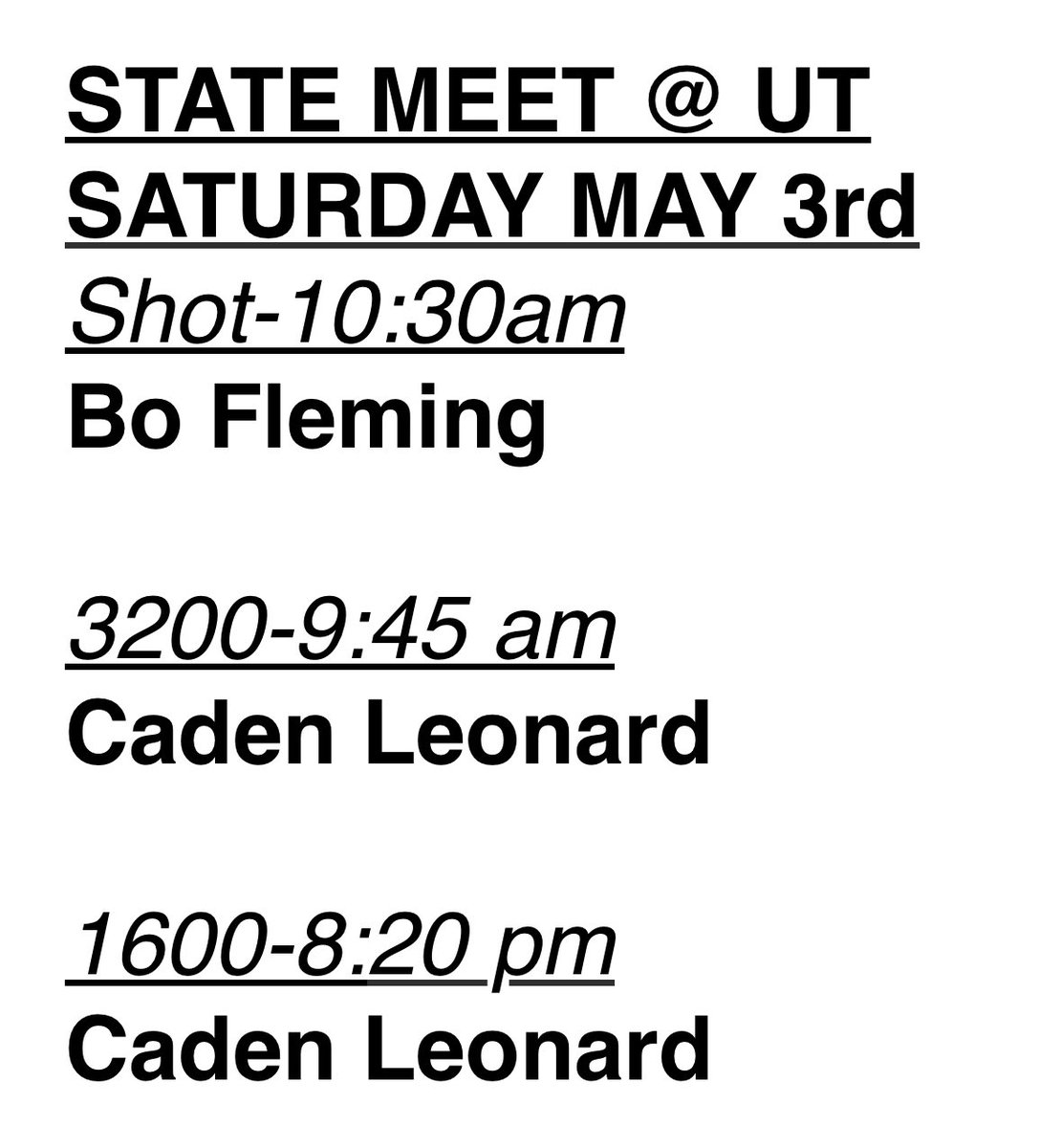 Best of Luck to Bo and Caden Saturday