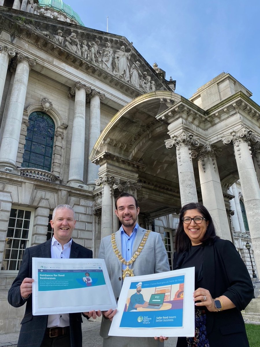 FSA's Anjali Juneja and Andy Cole joined forces with Lord Mayor of Belfast, Councillor Mickey Murray to launch the FSA’s 'Safer food means better business' campaign. Small food businesses can improve hygiene standards through free resources available on food.gov.uk/here-to-help