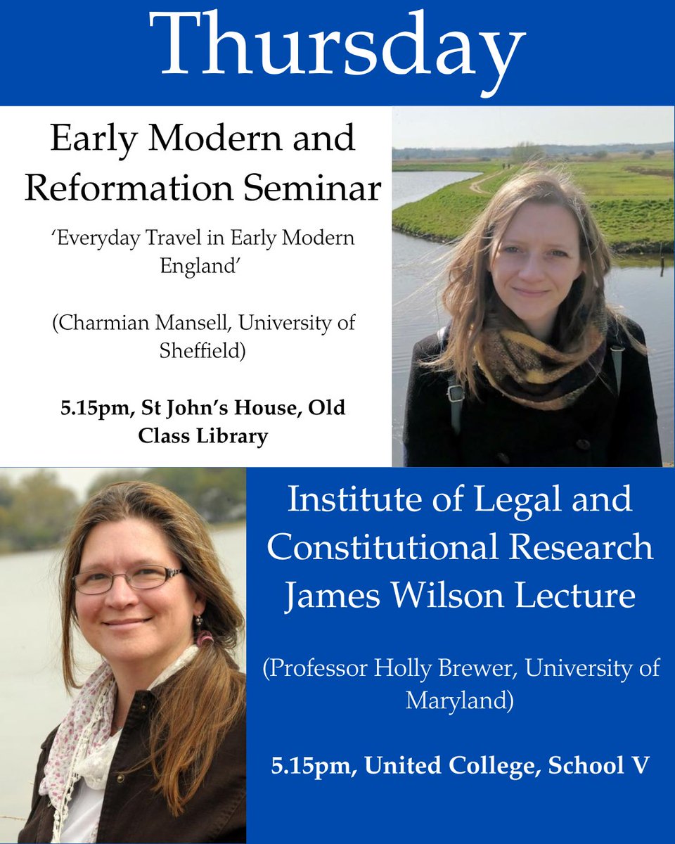 St Andrews History (@standrewshist) on Twitter photo Tomorrow, we’ve got both the James Wilson Lecture with <a href="/earlymodjustice/">Holly Brewer</a> and our last Early Modern and Reformation seminar of the term, with <a href="/charmianmansell/">Charmian Mansell (charmianmansell@bsky.social)</a>. All welcome! Tomorrow, we’ve got both the James Wilson Lecture with <a href="/earlymodjustice/">Holly Brewer</a> and our last Early Modern and Reformation seminar of the term, with <a href="/charmianmansell/">Charmian Mansell (charmianmansell@bsky.social)</a>. All welcome!