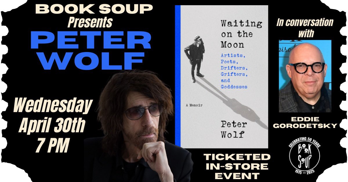 Tickets are sold out for tonight’s event <a href="/BookSoup/">Book Soup</a> but books will be available for Peter to sign, in store, after the event…looking forward to tonight!