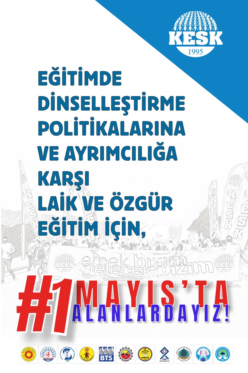 KESK1995's tweet photo. 🔴İnsanca bir yaşam, güvenceli iş güvenli gelecek, demokratik bir ülke için 

🔴Emeğin, eşitliğin, özgürlüğün, demokrasinin, barışın, laikliğin hâkim olduğu bir dünya ve bir ülke için 

🔴İfade özgürlüğüne, sendikal haklara ve barışçıl gösteri hakkına sahip çıkmak için 

🔴Eğitimde dinselleştirme politikalarına ve ayrımcılığa karşı; Laik ve özgür eğitim için 

🔴İş cinayetlerine, kadın cinayetlerine ve doğa talanına karşı; Yaşamı ve doğayı savunmak için 

#1MayıstaAlanlardayız