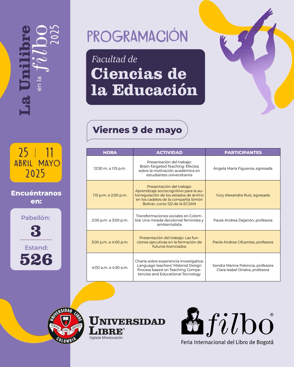 #lalibreenlafilbo2025

📖La Facultad de Ciencias de la Educación dice presente en la FILBo 2025.
Conoce las investigaciones y experiencias pedagógicas de nuestros estudiantes que están transformando la educación en Colombia.