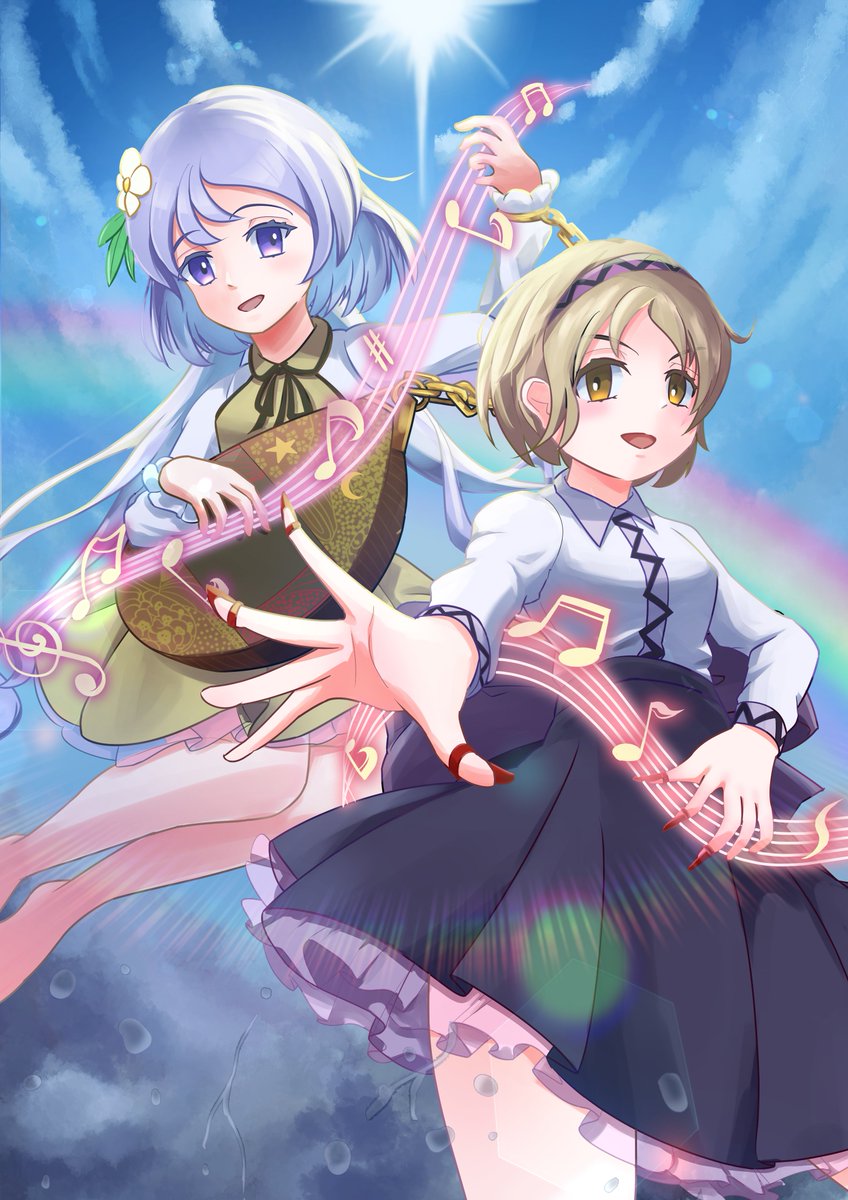 KSpica_i's tweet image. #今月描いた絵を晒そう　その２
久しぶりの合体絵！
背景もがんばりました～