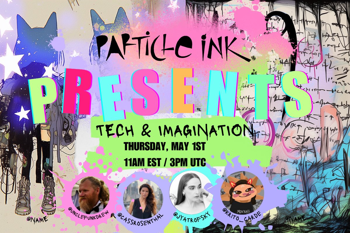 Tech &amp; Imagination 

Featuring guest speakers <a href="/krito_carde/">Krito🇨🇴 (Monad Arc)</a> <a href="/unclefunkdrew/">ᴜɴᴄʟᴇ ꜰᴜɴᴋ | OSP/Citadel</a> <a href="/cassrosenthal/">Cassandra Rosenthal</a> <a href="/jyatrofsky/">Jessica Yatrofsky ✡︎</a> ✨

📅 When: Thursday, May 1st
⏰Time: 3PM UTC Join the conversation 👇
x.com/i/spaces/1LyxB…