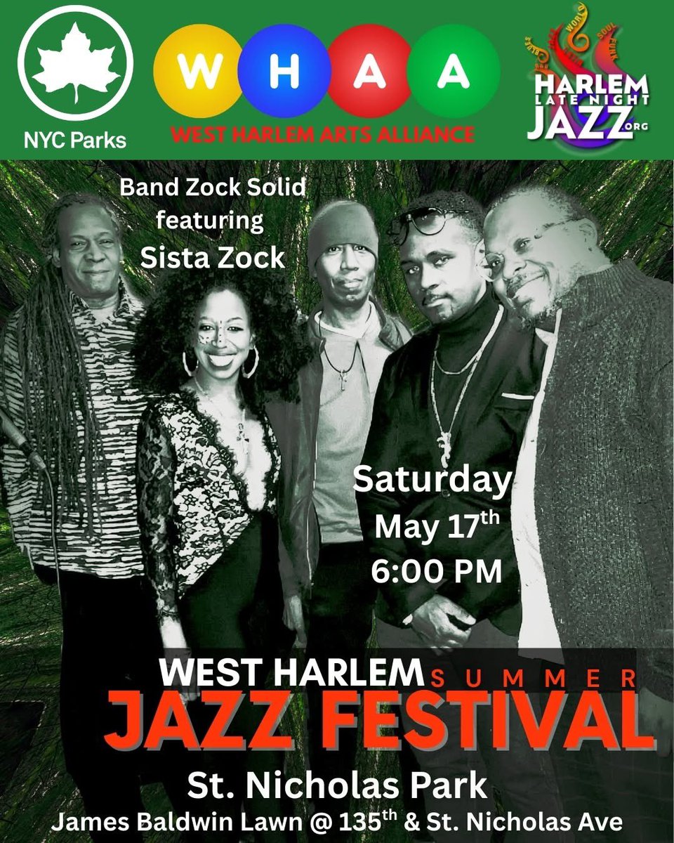 West Harlem Development Corporation (@westharlemdc) on Twitter photo The West Harlem SUMMER Jazz Festival 2025 are FREE Live Outdoor Concerts presented in collaboration with <a href="/NYCParks/">NYC Parks</a>, <a href="/HarlemLateJazz/">Harlem Late Night Jazz</a>, <a href="/NatlJazzMuseum/">National Jazz Museum</a>, <a href="/iamchelseaiam/">Penny Proud</a>, and the Montefiore Park Neighborhood Association.
instagram.com/p/DJEtbQQgkY2/… The West Harlem SUMMER Jazz Festival 2025 are FREE Live Outdoor Concerts presented in collaboration with <a href="/NYCParks/">NYC Parks</a>, <a href="/HarlemLateJazz/">Harlem Late Night Jazz</a>, <a href="/NatlJazzMuseum/">National Jazz Museum</a>, <a href="/iamchelseaiam/">Penny Proud</a>, and the Montefiore Park Neighborhood Association.
instagram.com/p/DJEtbQQgkY2/…