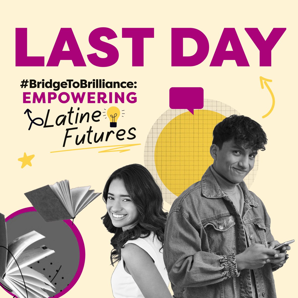 ⏰ LAST CHANCE to make a difference! 📚🎓✏️

The #BridgeToBrilliance campaign closes TODAY. 

We've been working to break down barriers for Latine students and create pathways to higher education. Your support can change lives! 🎓