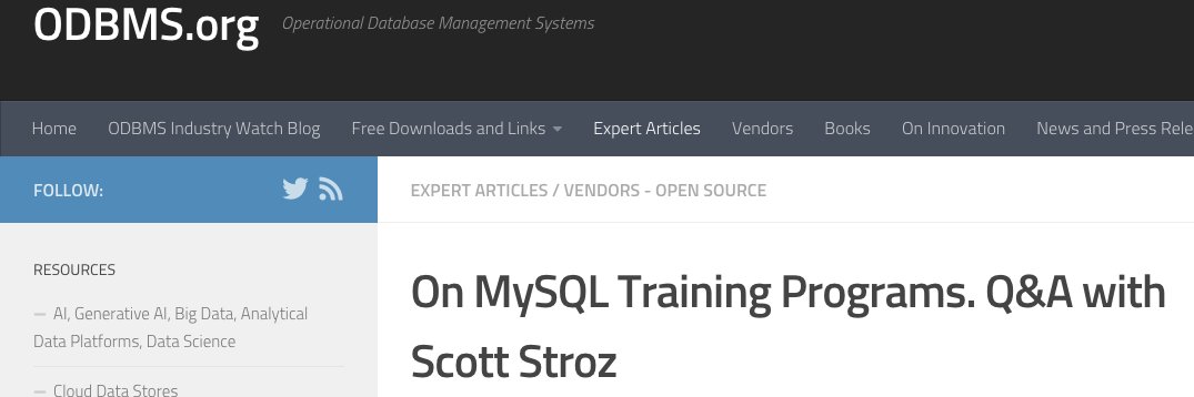 🚩🐬 Check out another social.ora.cl/60122vy2g Q&amp;A, this time with Scott Stroz, MySQL Advocate on education and training programs! Don't miss this one!
#MySQLCommunity 
social.ora.cl/60132vy29:::