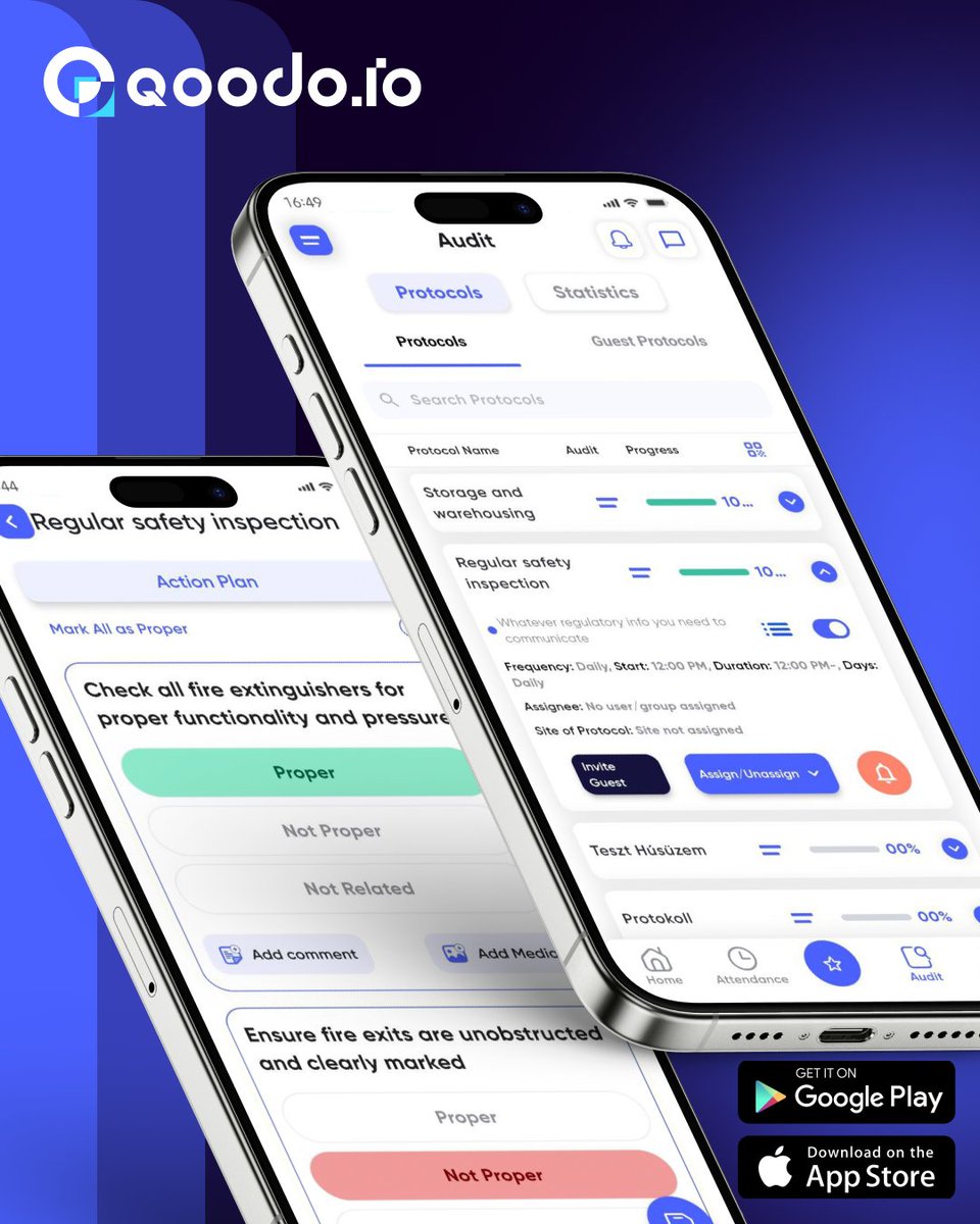 qoodo_io's tweet photo. Forget complicated audits – Qoodo is here! 

Say goodbye to piles of paperwork and hello to smooth processes, full compliance with HACCP, ISO 9001, IFS, and more – simply and digitally!  

✅ Customizable checklists 
✅ Available on mobile, tablet, and web 
✅ Less paperwork, more efficiency  Join those who are already managing audits the smart way!  

📲 App Store: https://t.co/V5SkKI5UZr 

📲 Google Play: https://t.co/W4F7R4KfYj