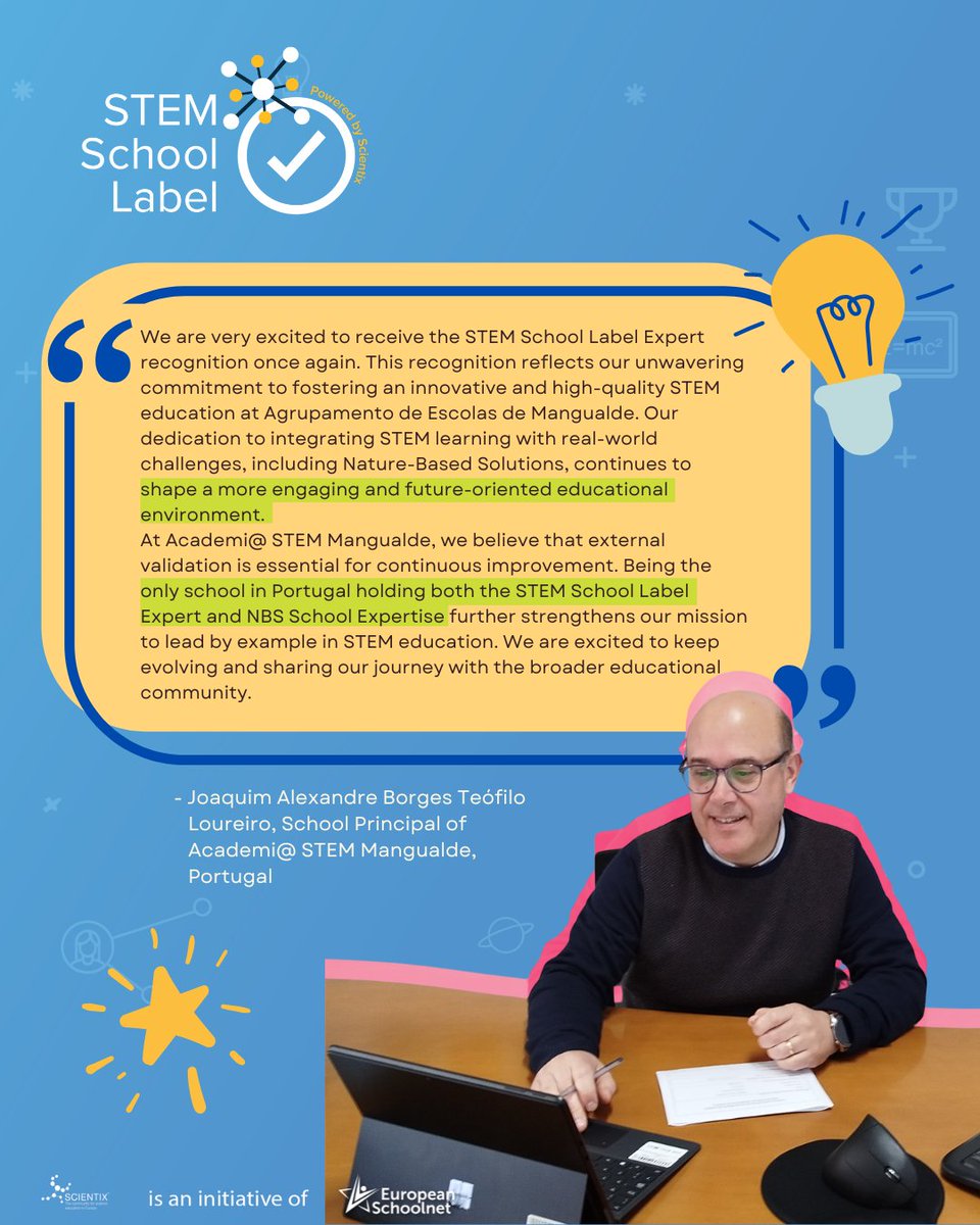STEM School Label (@stem_label) on Twitter photo 🎉 Who’s the new STEM Expert School?
👏 Congrats to Academi@ STEM Mangualde 🇵🇹 for earning the STEM School Label Expert! A true leader in innovation, real-world learning, and Nature-Based Solutions. 🌿🔬
Proud to see Portugal shining in STEM! 💡
ℹ️ stemschoollabel.eu/news/detail?ar… 🎉 Who’s the new STEM Expert School?
👏 Congrats to Academi@ STEM Mangualde 🇵🇹 for earning the STEM School Label Expert! A true leader in innovation, real-world learning, and Nature-Based Solutions. 🌿🔬
Proud to see Portugal shining in STEM! 💡
ℹ️ stemschoollabel.eu/news/detail?ar…
