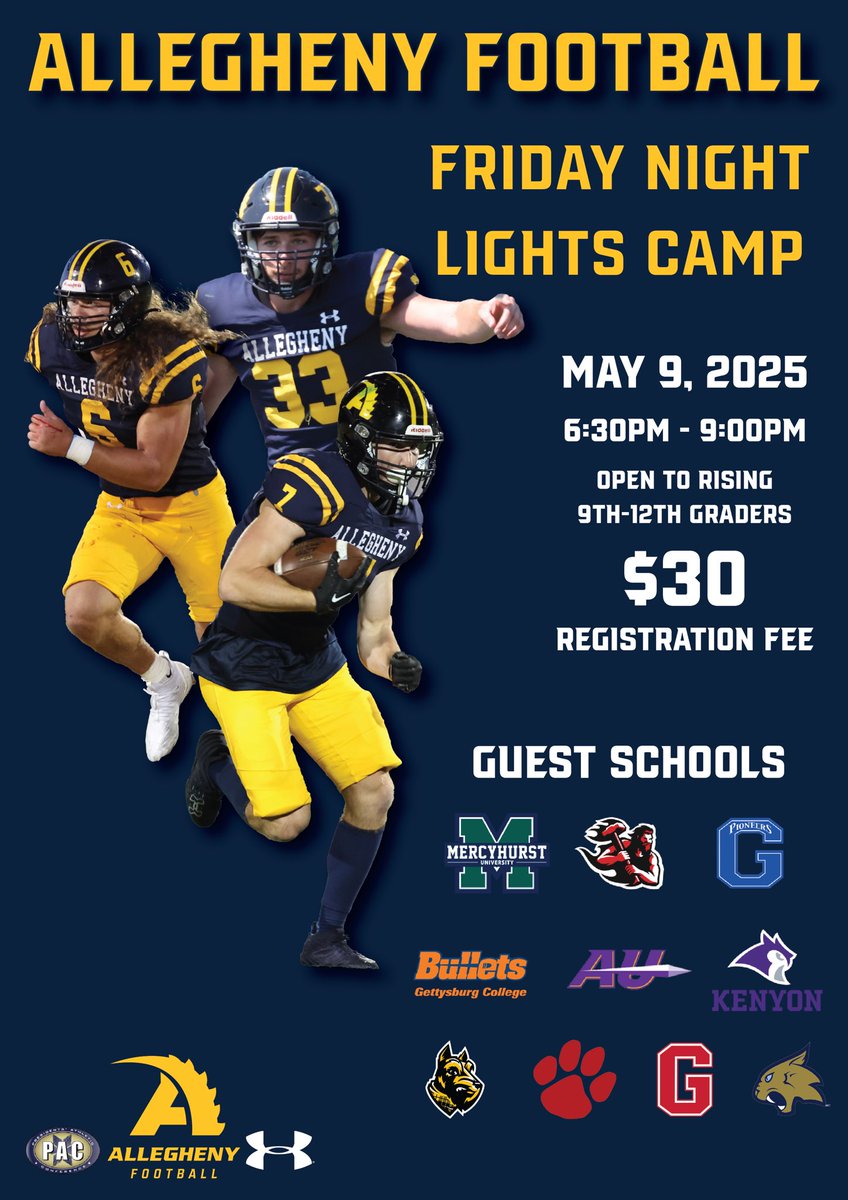 More schools are joining the list everyday!

FCS, D2, and D3

Secure your spot May 9th and register below ⬇️ 

register.ryzer.com/camp.cfm?id=29…

#GoGators 🐊