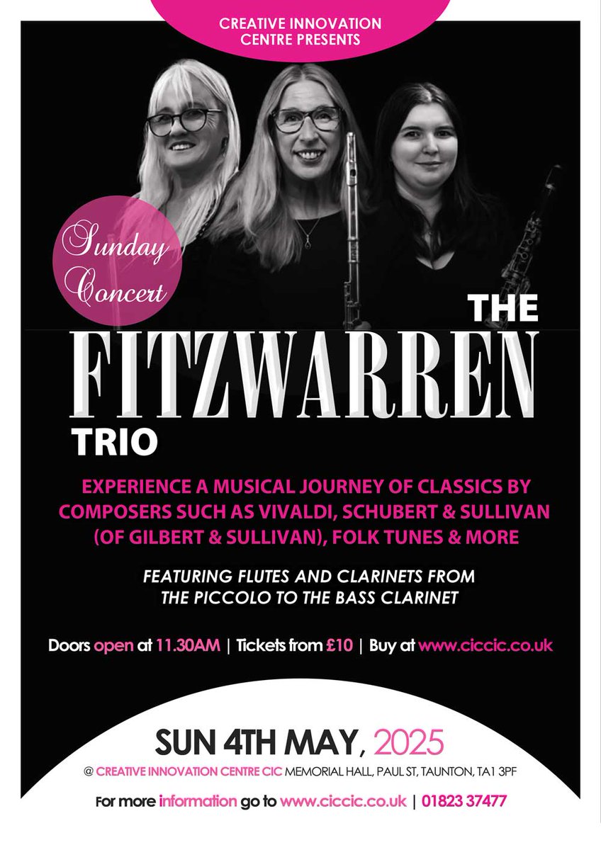 CICCIC (@ciccictaunton) on Twitter photo Join us for amazing journey of music with some of the most qualified musicians around and with music from some of the best composers of all time with this Sunday lunch concert at CICCIC, Taunton. Info at: creativeinnovationcentre.co.uk/live-music/sun… Join us for amazing journey of music with some of the most qualified musicians around and with music from some of the best composers of all time with this Sunday lunch concert at CICCIC, Taunton. Info at: creativeinnovationcentre.co.uk/live-music/sun…