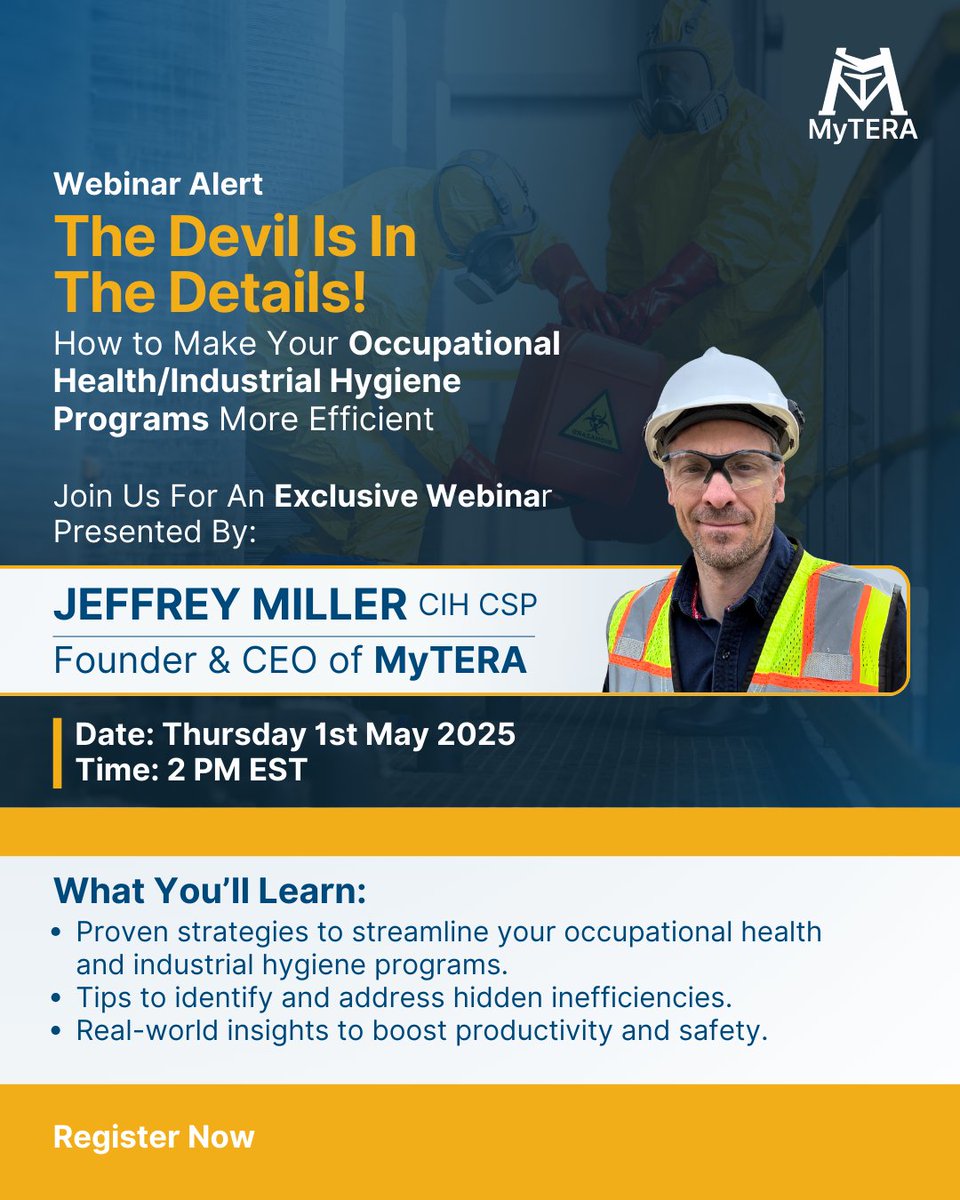 ⏰ Happening TOMORROW | 2PM EST

Is your workplace health program leaking money?
Join MyTERA CEO Jeffrey Miller for insider tips to fix it fast.

🔗 Save your spot: mytera.io/webinars/ 
#WorkplaceSafety #OccupationalHealth #MyTERA