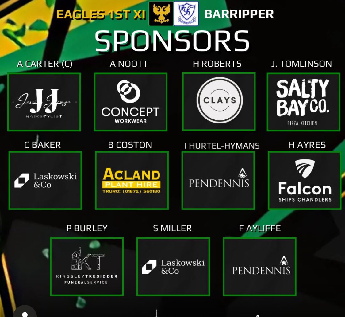 📋 𝗧𝗘𝗔𝗠 𝗡𝗘𝗪𝗦!

This is Our Blackrock Eagles 1st XI lineup for tonight’s <a href="/bradleys/">Sue Bradley</a>.estate.agent Vinter Cup Clash at Barripper Playing Field vs Barripper Cricket Club 1st XI. 6:15pm Start!

🎥: NV Play 

#vintercup #FCC #cornwallcricket