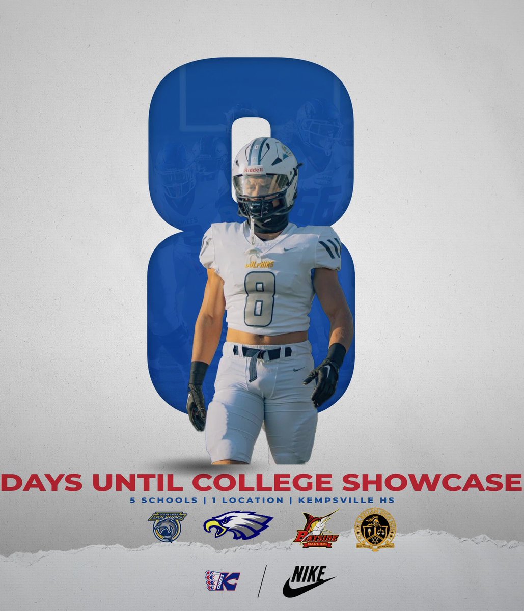 CoachAyye's tweet photo. 8 days until the College Showcase at Kempsville. 5 teams will be there with loads of talent for all coaches to see. Don’t miss out! #Hunt #TheVille #Tomahawkstrong  @KempsvilleFB https://t.co/oxJ7viNHvv