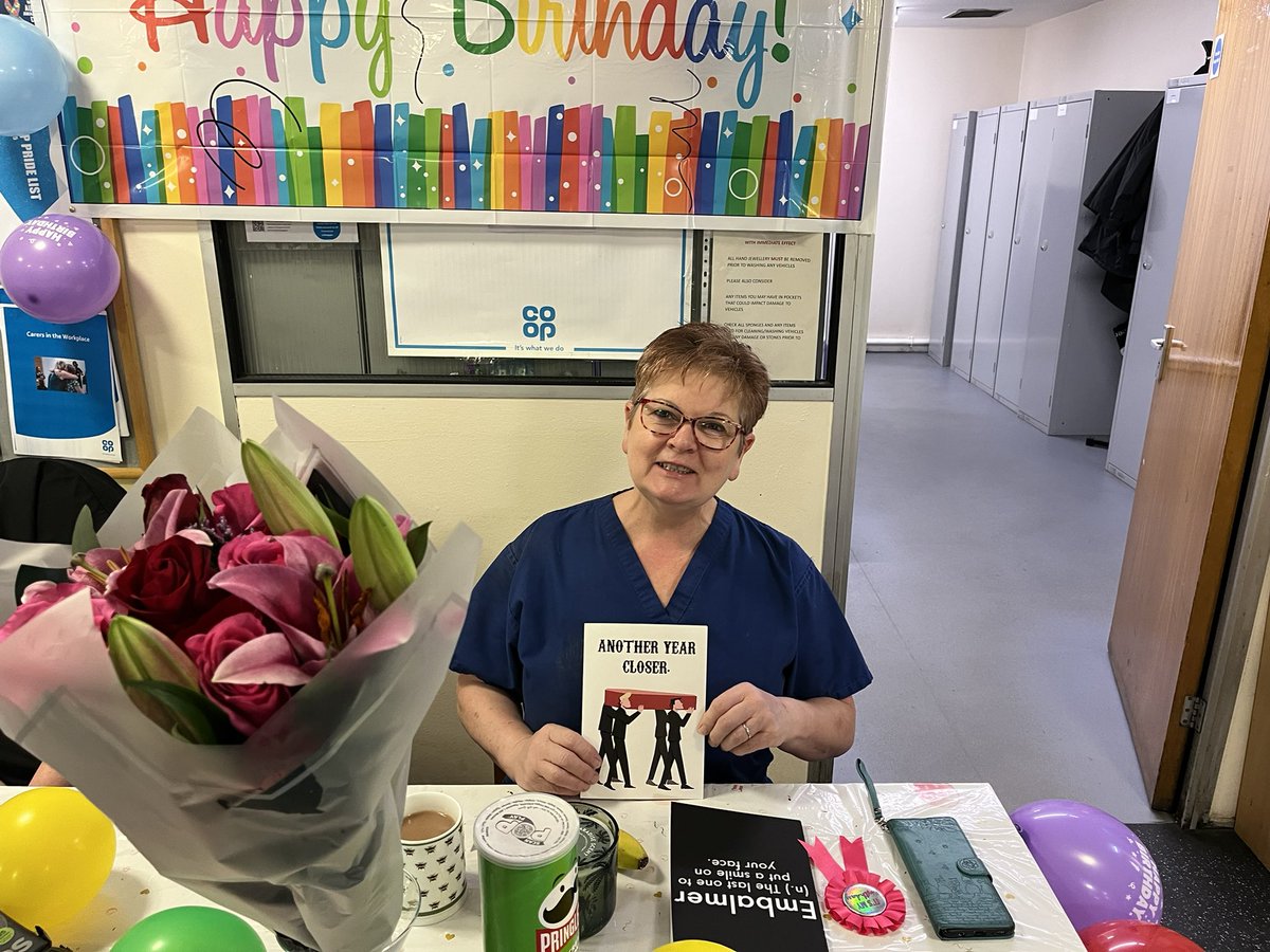 sam_alcroft's tweet photo. Happy Birthday to a fabulous lady Georgie Kee , our embalmer at Shieldhall Co-Op Funeral, having a lovely day @CoopFuneralcare @coopukcolleague @coopuk https://t.co/wkRA0DYMtx