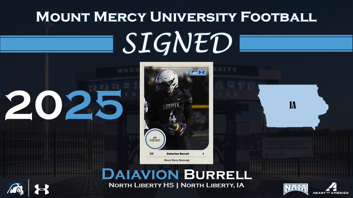 MountMercyFB's tweet photo. #StangGang Welcomes, Daiavion Burrell! 🐎

🏠 | North Liberty, IA
🎓 |  North Liberty High School
🏈 | DB 
📏 | 5’9
⚖️ | 170
📱 | @DaiavionBurrell 

#BurnTheBoats https://t.co/gKgCpOwAsU