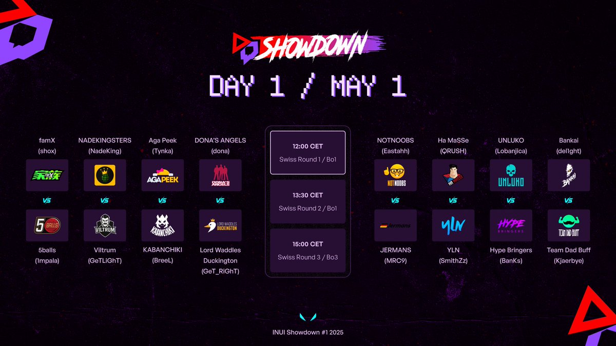 🔥 It’s ON.
Day 1 of the #Showdown kicks off tomorrow!
The opening matchups are locked and loaded. Who’s taking the first win?

🎙️ Broadcast
EN Stream <a href="/hawka_cs/">Alex Hawkins</a> &amp; <a href="/teddcs_/">Teodor Borisov</a> 📺Watch here: twitch.tv/studiog04
Live coverage throughout the entire tournament. Don't miss a moment.