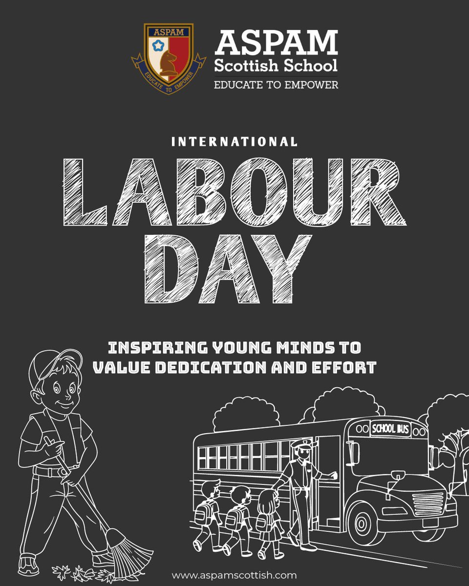 AspamSchool's tweet image. On this Labour Day, we honour the hands that build, create, and inspire.
At ASPAM Scottish School, we instil the values of hard work, dedication, and respect in every young mind. 💪📚

#LabourDay #ASPAMScottishSchool #ValueOfWork #InspiringMinds #HardWorkMatters #EducateToEmpower